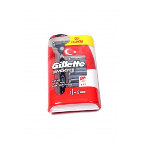 GİLLETTE MACH-3 TURBO MİLLİ TAKIM TRAŞ MAKİNESİ+YEDEK BAŞLIK 5 Lİ